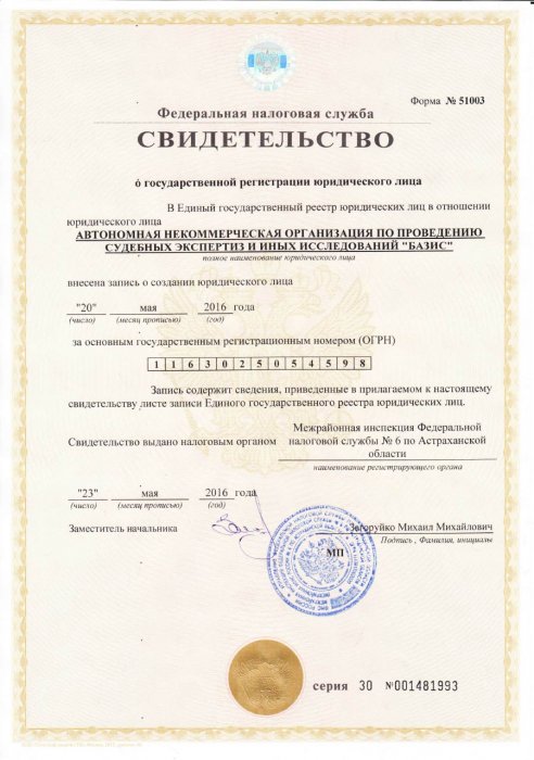 Свидетельство о гос.регистрации